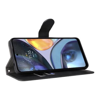 SKALO Motorola Moto G22 Matt PU-Läder Plånboksfodral - Svart