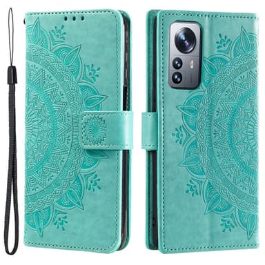 SKALO Xiaomi 12 Pro Mandala Plånboksfodral - Turkos
