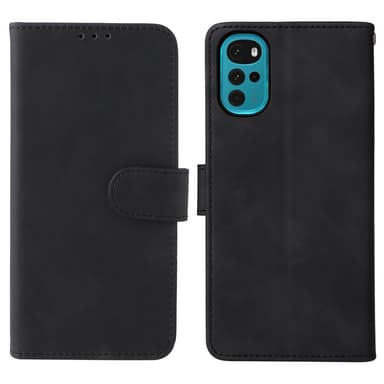 SKALO Motorola Moto G22 Matt PU-Läder Plånboksfodral - Svart