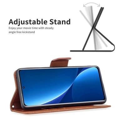 SKALO Xiaomi 12 Pro Plånboksfodral i PU-Läder - Brun