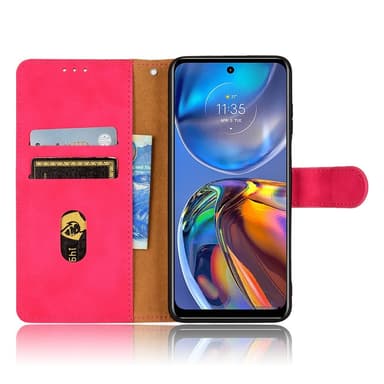 SKALO Motorola Moto E32/E32s Matt PU-Läder Plånboksfodral - Röd