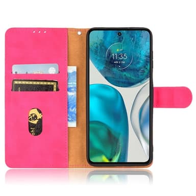 SKALO Motorola Moto G52 Matt PU-Läder Plånboksfodral - Cerise