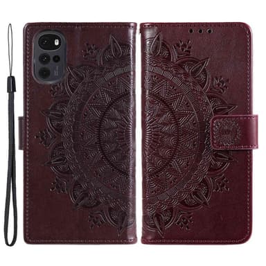 SKALO Motorola Moto G22 Mandala Plånboksfodral - Brun