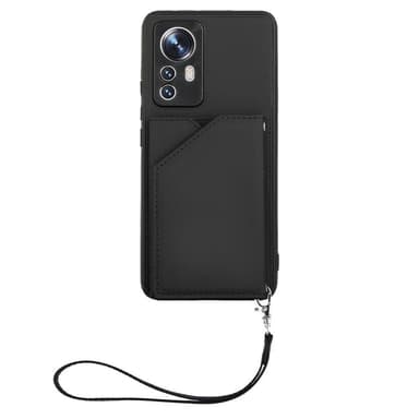 SKALO Xiaomi 12 Pro PU Läder Skal med Plånbok - Svart