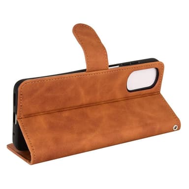 SKALO Motorola Moto E32/E32s Matt PU-Läder Plånboksfodral - Brun