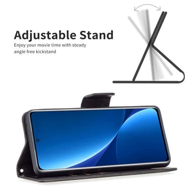 SKALO Xiaomi 12 Pro Plånboksfodral i PU-Läder - Svart