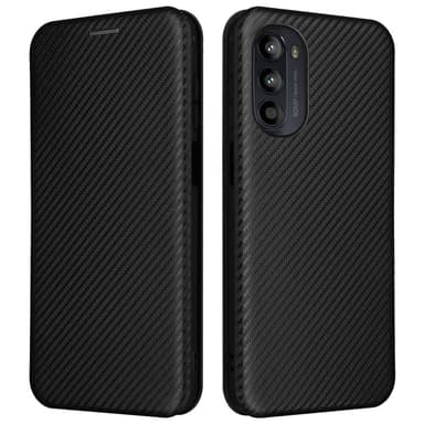 SKALO Motorola Moto G52 Carbon Fiber Plånboksfodral - Svart