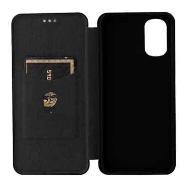 SKALO Motorola Moto E32/E32s Carbon Fiber Plånboksfodral - Svart