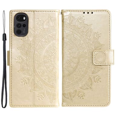 SKALO Motorola Moto G22 Mandala Plånboksfodral - Guld