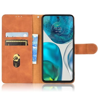 SKALO Motorola Moto G52 Matt PU-Läder Plånboksfodral - Brun