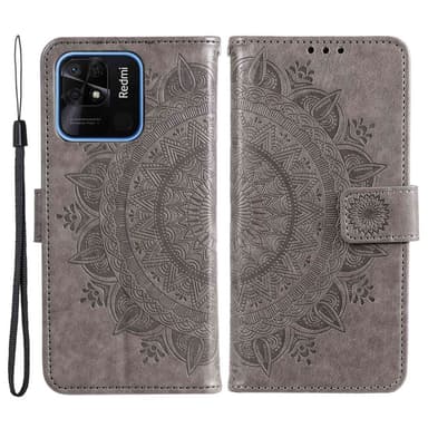 SKALO Xiaomi Redmi 10C Mandala Plånboksfodral - Grå