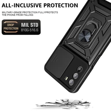 SKALO Motorola Moto G52 Armor Hybrid Metallring Kameraslider - Röd