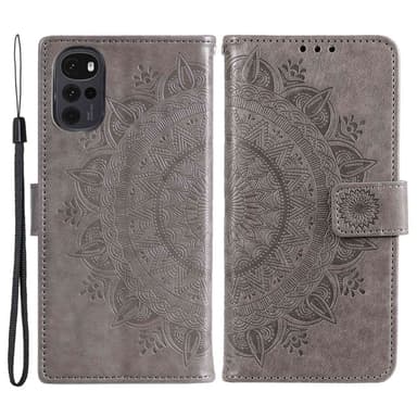 SKALO Motorola Moto G22 Mandala Plånboksfodral - Grå