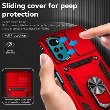 SKALO Motorola Moto G22 Armor Hybrid Metallring Kameraslider - Röd