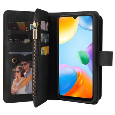 SKALO Xiaomi Redmi 10C Big Wallet 17-FACK Plånboksfodral - Svart