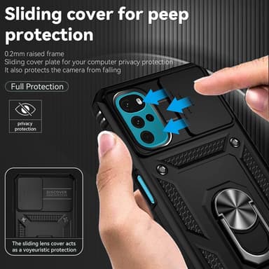 SKALO Motorola Moto G22 Armor Hybrid Metallring Kameraslider - Svart
