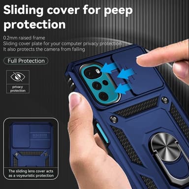 SKALO Motorola Moto G22 Armor Hybrid Metallring Kameraslider - Blå