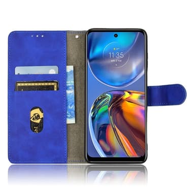 SKALO Motorola Moto E32/E32s Matt PU-Läder Plånboksfodral - Blå