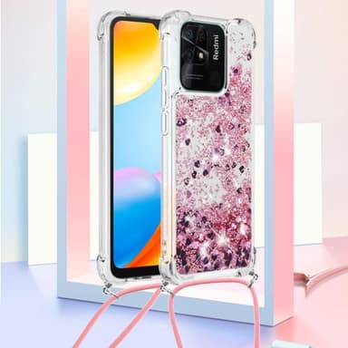 SKALO Xiaomi Redmi 10C Kvicksand Glitter Mobilhalsband - Roséguld