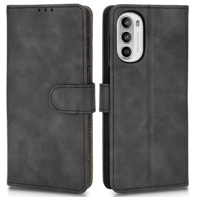 SKALO Motorola Moto G52 Matt PU-Läder Plånboksfodral - Svart