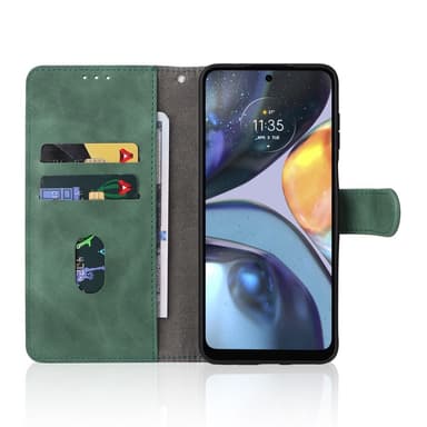 SKALO Motorola Moto G22 Matt PU-Läder Plånboksfodral - Grön