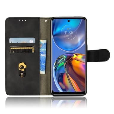 SKALO Motorola Moto E32/E32s Matt PU-Läder Plånboksfodral - Svart