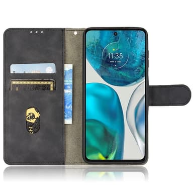 SKALO Motorola Moto G52 Matt PU-Läder Plånboksfodral - Svart