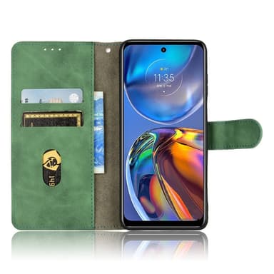 SKALO Motorola Moto E32/E32s Matt PU-Läder Plånboksfodral - Grön