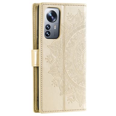 SKALO Xiaomi 12 Pro Mandala Plånboksfodral - Guld