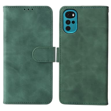 SKALO Motorola Moto G22 Matt PU-Läder Plånboksfodral - Grön
