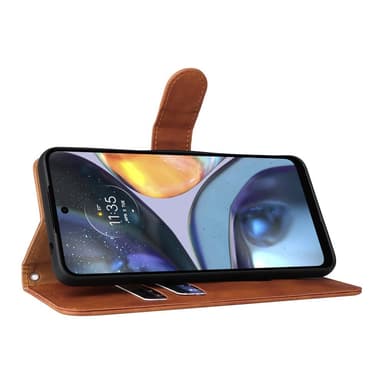 SKALO Motorola Moto G22 Matt PU-Läder Plånboksfodral - Brun