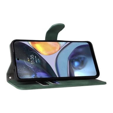 SKALO Motorola Moto G22 Matt PU-Läder Plånboksfodral - Grön