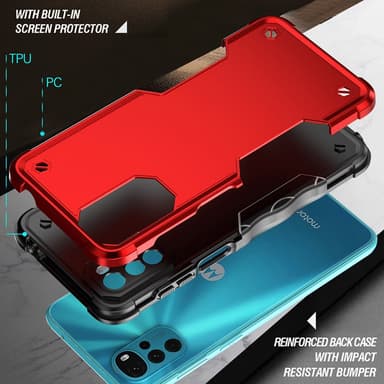 SKALO Motorola Moto G22 Shockproof Armor Hybrid Skal - Turkos