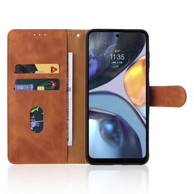 SKALO Motorola Moto G22 Matt PU-Läder Plånboksfodral - Brun
