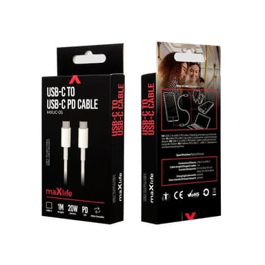 Maxlife MXUC-05 Power Direct USB-C till USB-C 1,0 m 20W, Vit