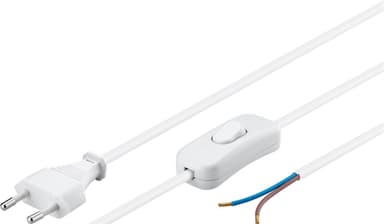 Kabel med euro-kontakt för montering - med strömbrytare, 1,5 m, vit