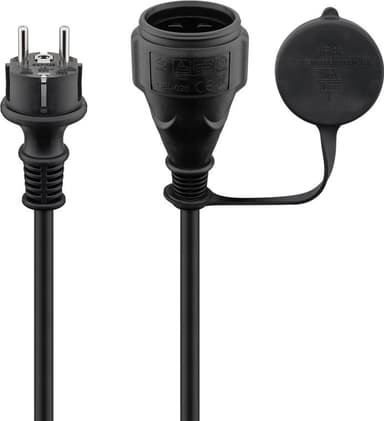 Goobay Strömkabel utomhus, 5 m, svart