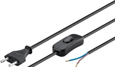 Kabel med euro-kontakt för montering - med strömbrytare, 1,5 m, svart