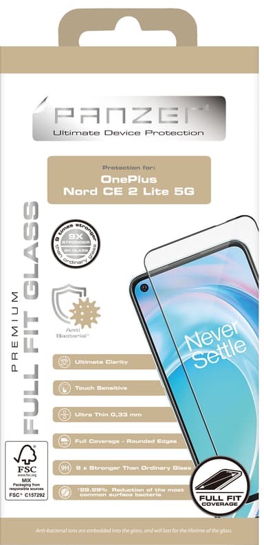 Panzer Full-Fit OnePlus Nord CE 2 Lite skärmskydd (svart)