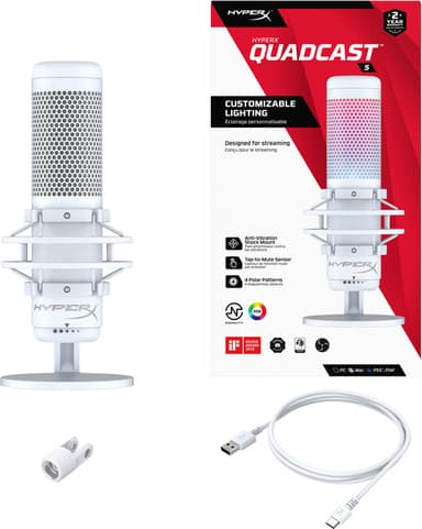 HyperX QuadCast S mikrofon (vit)