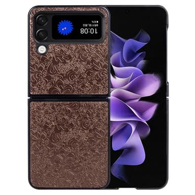 Samsung Galaxy Z Flip4 5G Blommönster telefonfodral - Brun