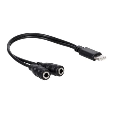 Usb-C hane till dubbel 3,5 mm hona Audio Splitter AUX hörlur