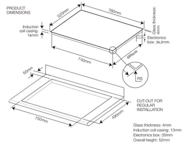 Witt Induktionshäll med fläkt WEP78FS2W (78cm)