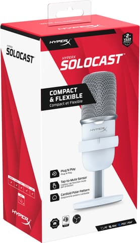 HyperX SoloCast USB kondensormikrofon (vit)