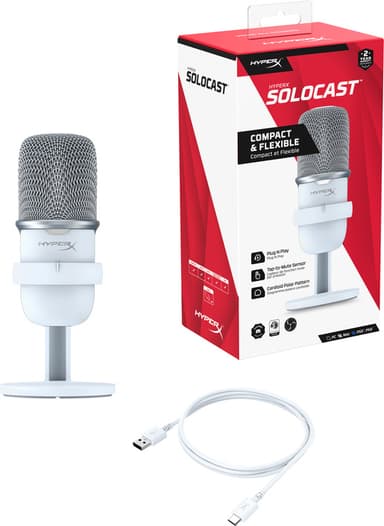 HyperX SoloCast USB kondensormikrofon (vit)