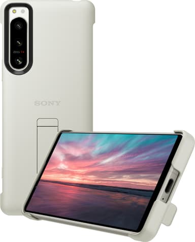Sony Xperia 5 IV Style Cover med stativ (vit)