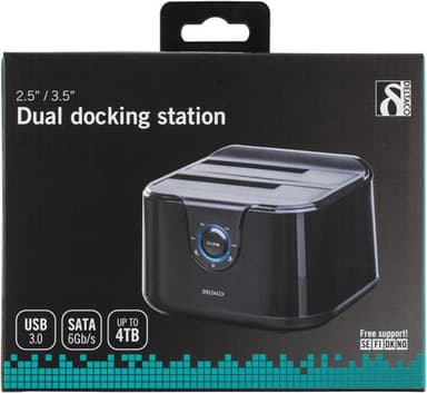 Deltaco MAP-GD35U3 Dockningsstation för lagringsenhet USB 3.2 Gen 1 (3.1 Gen 1) Type-A Svart