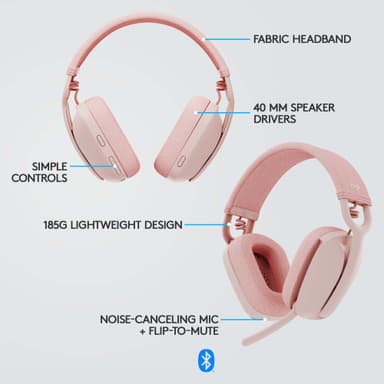 Logitech Zone Vibe 100 trådlöst headset (rosé)