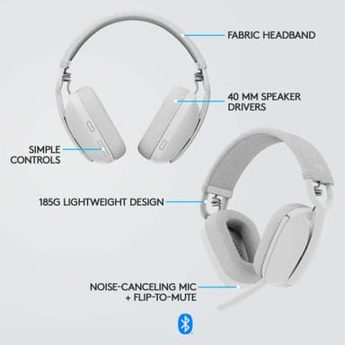 Logitech Zone Vibe 100 trådlöst headset (vitt)