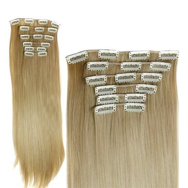 Honey Blonde Clip on Löshår billigt - 60cm långt / 28cm bred